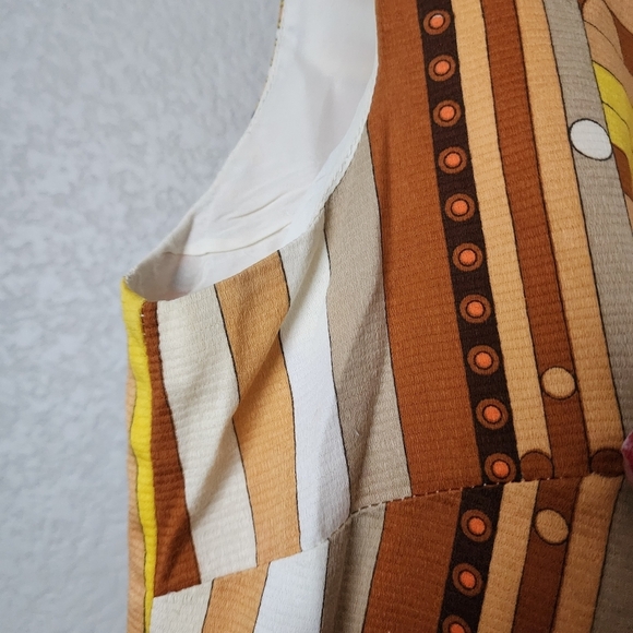 ALEX COLEMAN CA x VINTAGE 60’s 70’s Op Art Geo Spaceage Mod Mini Dress in gold - Picture 7 of 10